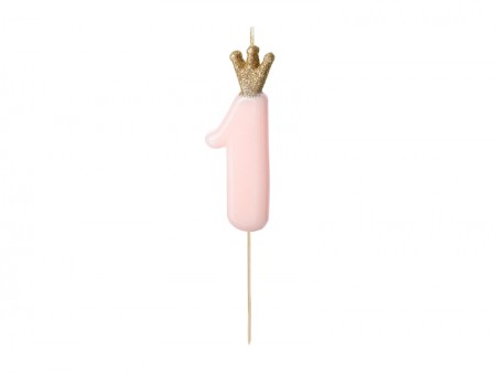 Bougie Chiffre 1 - rose clair