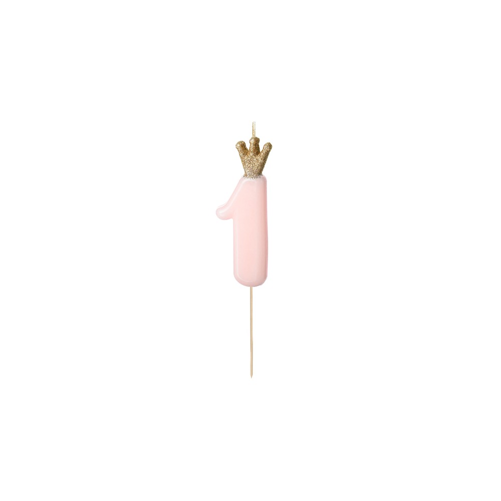 Bougie Chiffre 1 - rose clair