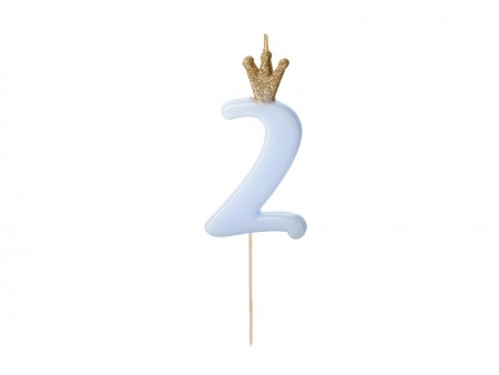 Bougie Chiffre 2 - bleu clair