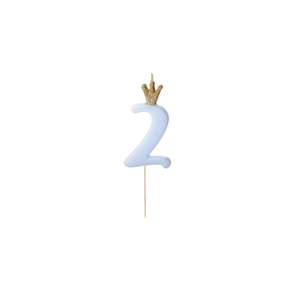 Bougie Chiffre 2 - bleu clair