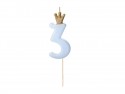Bougie Chiffre 3 - bleu clair