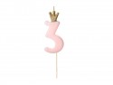 Bougie Chiffre 3 - rose clair