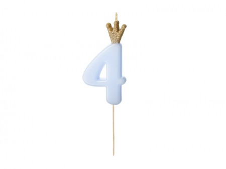 Bougie Chiffre 4 - bleu clair