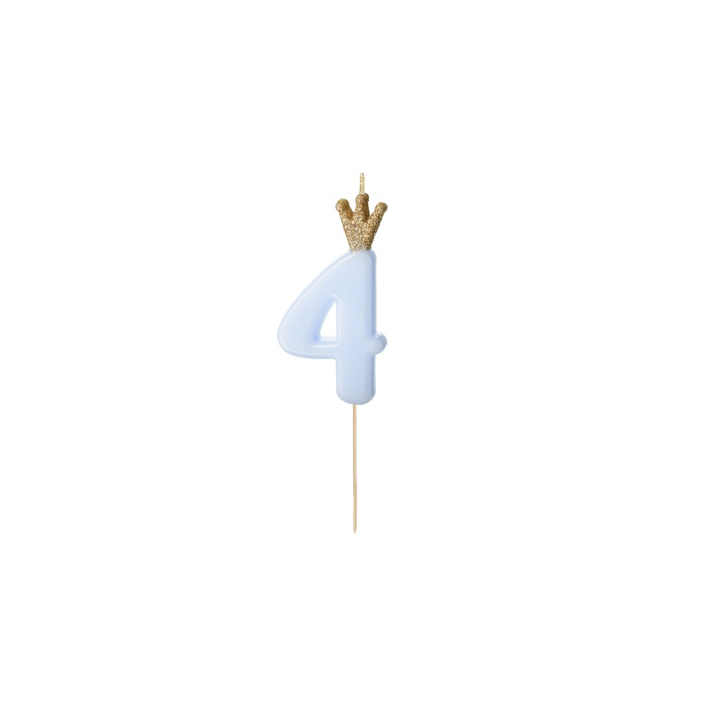 Bougie Chiffre 4 - bleu clair