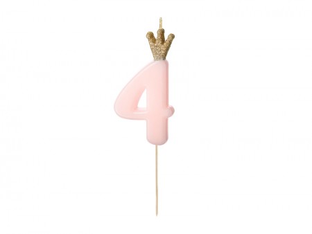 Bougie Chiffre 4 - rose clair