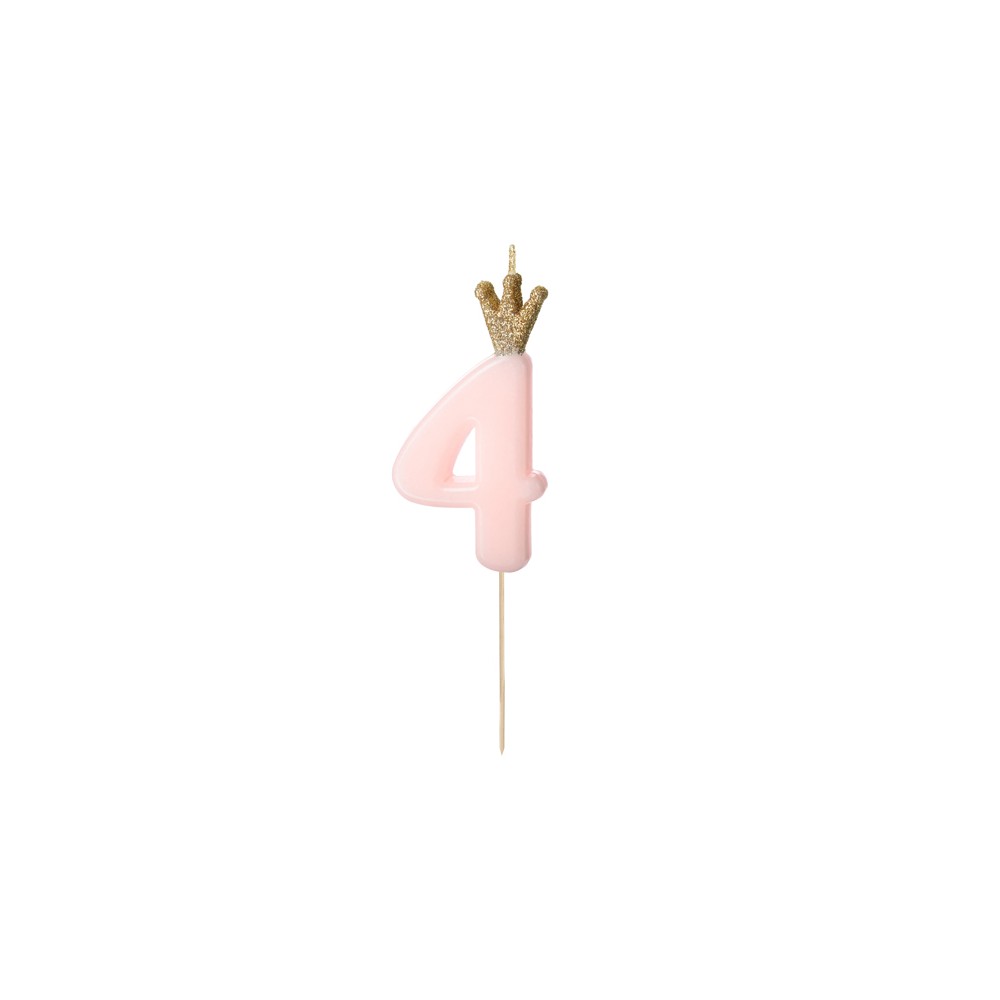 Bougie Chiffre 4 - rose clair