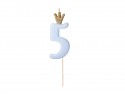 Bougie Chiffre 5 - bleu clair