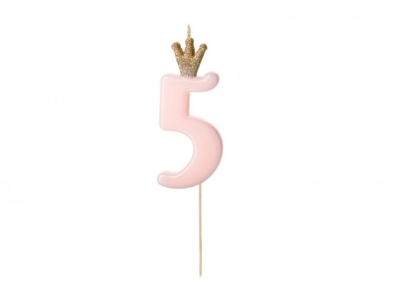 Bougie Chiffre 5 - rose clair