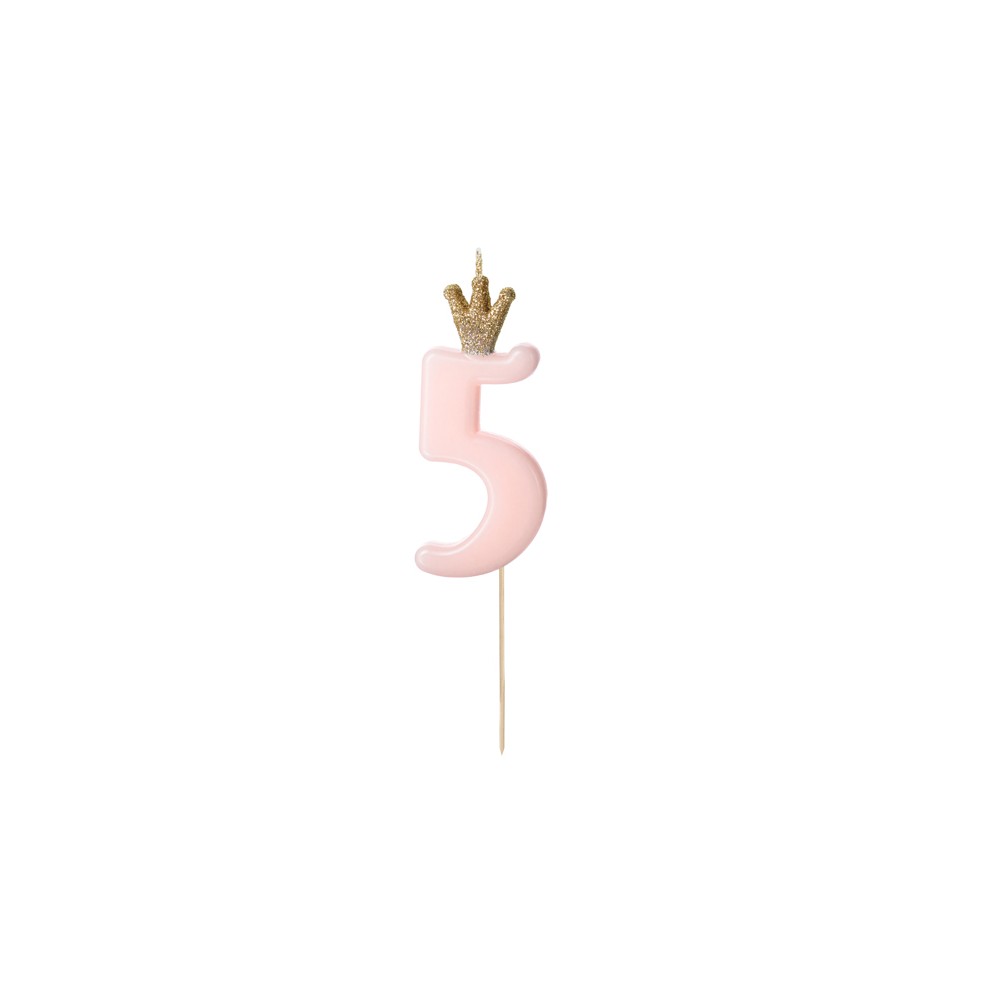 Bougie Chiffre 5 - rose clair