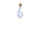 Bougie Chiffre 6 - bleu clair