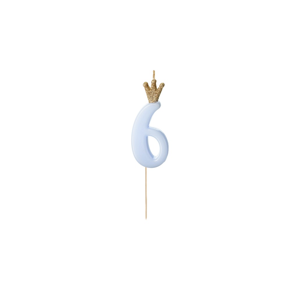 Bougie Chiffre 6 - bleu clair