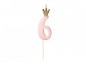 Bougie Chiffre 6 - rose clair