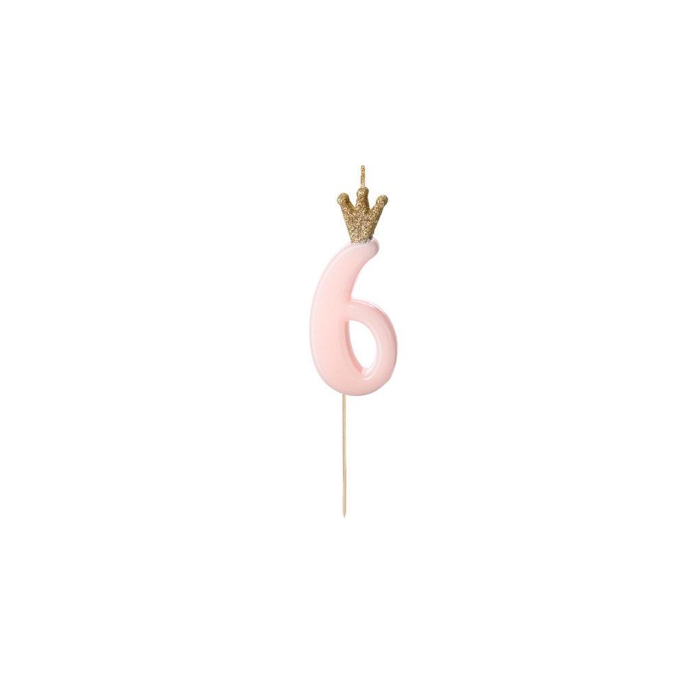 Bougie Chiffre 6 - rose clair