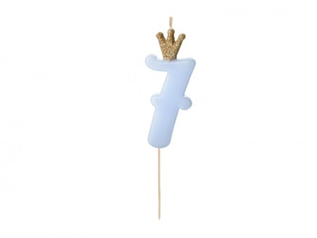Bougie Chiffre 7 - bleu clair
