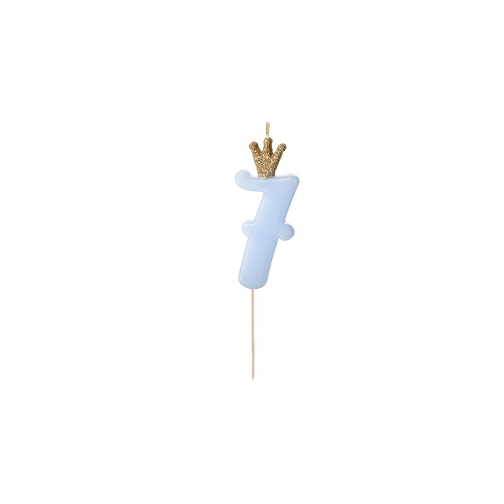 Bougie Chiffre 7 - bleu clair