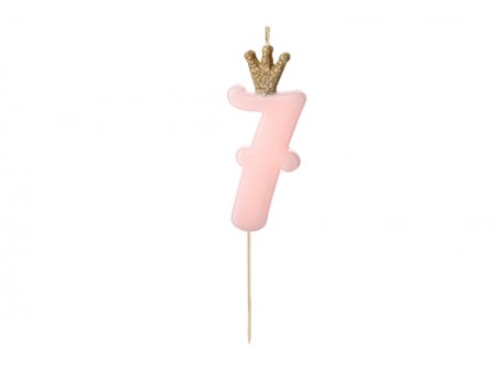 Bougie Chiffre 7 - rose clair