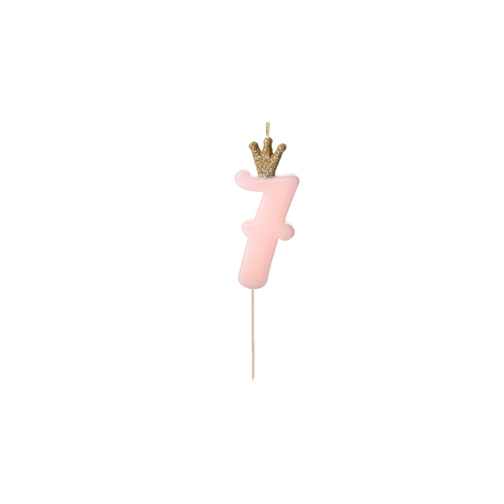 Bougie Chiffre 7 - rose clair