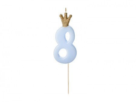 Bougie Chiffre 8 - bleu clair