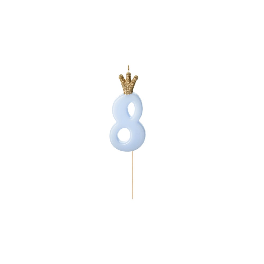 Bougie Chiffre 8 - bleu clair