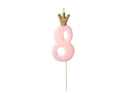 Bougie Chiffre 8 - rose clair