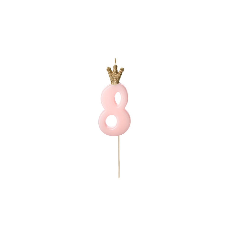 Bougie Chiffre 8 - rose clair