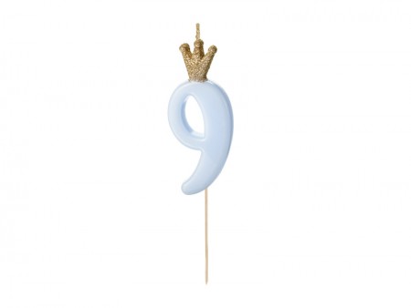 Bougie Chiffre 9 - bleu clair