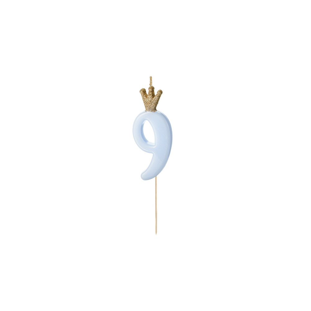 Bougie Chiffre 9 - bleu clair
