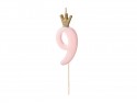 Bougie Chiffre 9 - rose clair