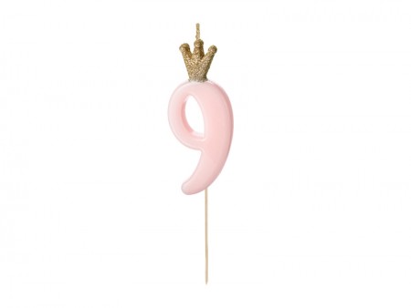 Bougie Chiffre 9 - rose clair