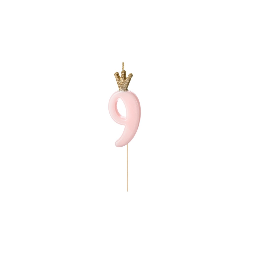 Bougie Chiffre 9 - rose clair