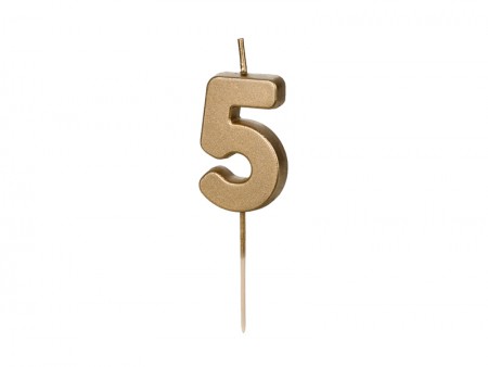 Bougie Chiffre 5 - or