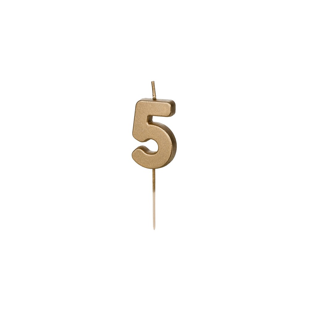 Bougie Chiffre 5 - or