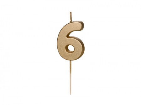 Bougie Chiffre 6 - or