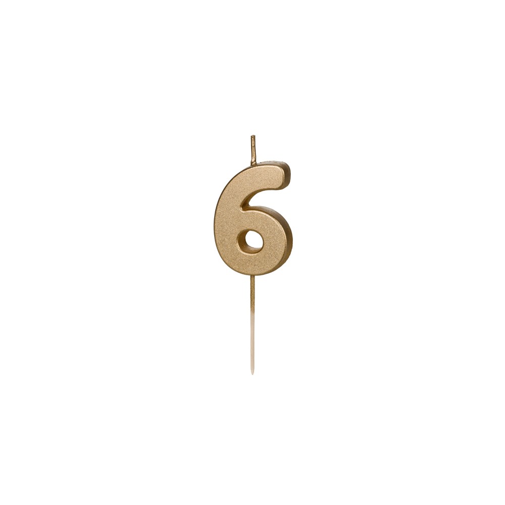 Bougie Chiffre 6 - or