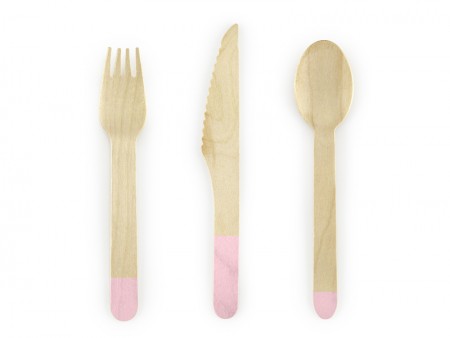 18 Couverts en bois - rose...