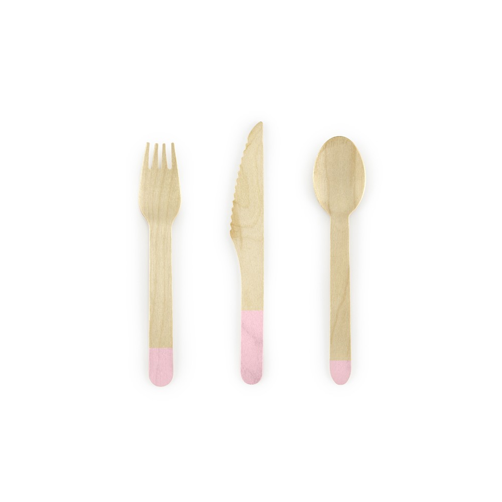 18 Couverts en bois - rose clair