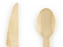 18 couverts en bois étoiles dorées