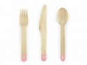 18 couverts en bois cœur rose