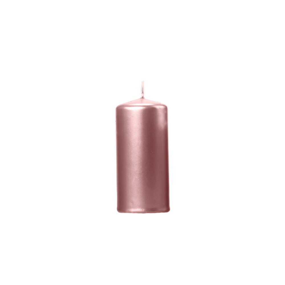 6 Bougie pilier métallique - rose gold - 12 cm