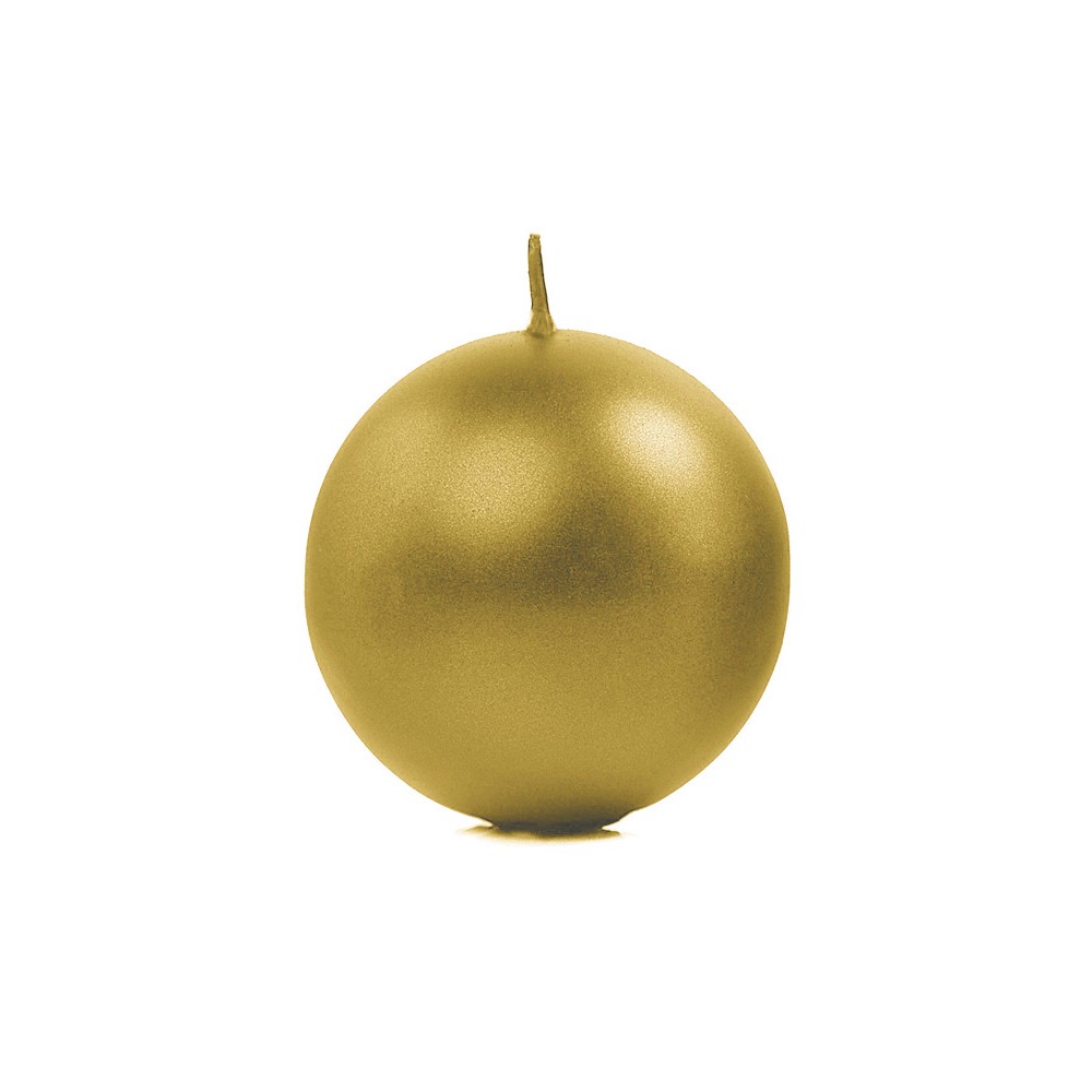 6 Bougie Sphère métallique - or - 8cm