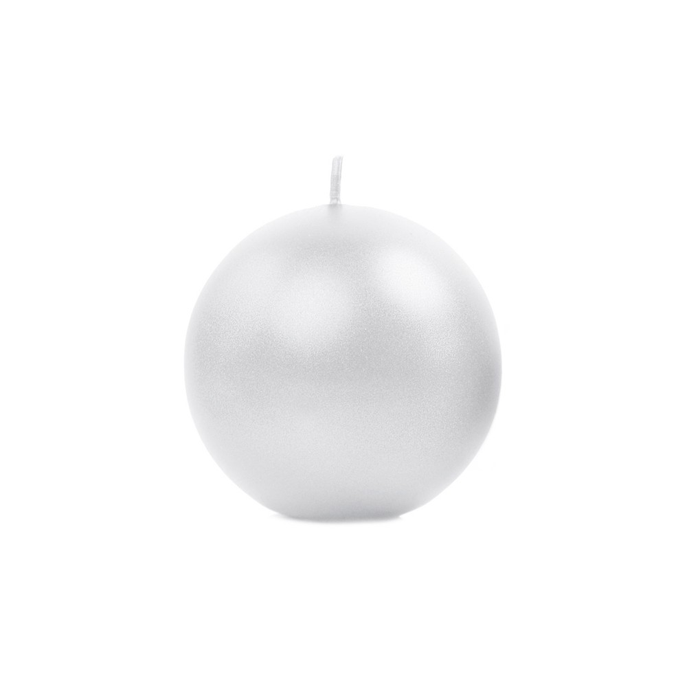 6 Bougie Sphère métallique - perle - 8cm