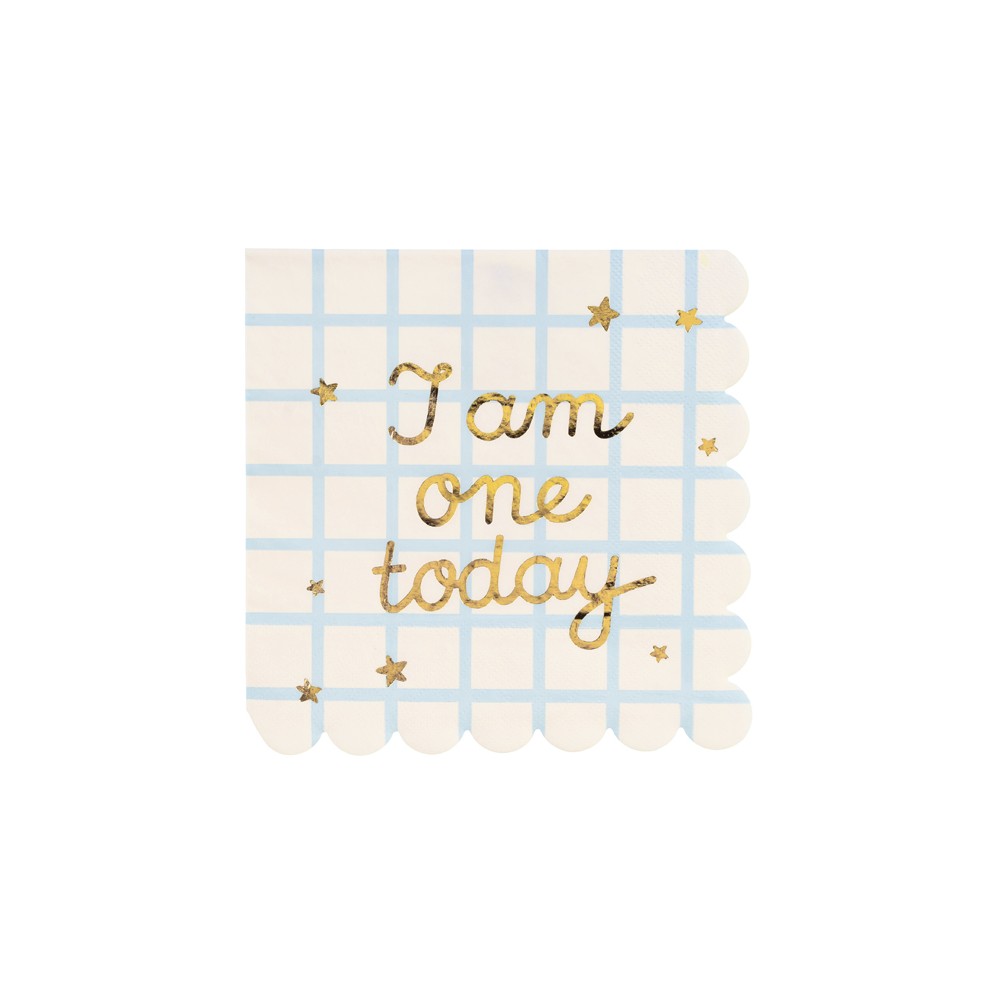 12 Serviettes de table "I am one today" Teddy Bear - beige