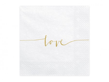 20 Serviettes Amour - or