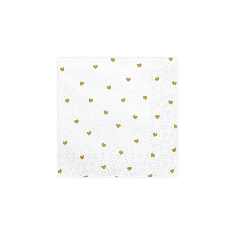 20 Serviettes de table Coeurs - blanc