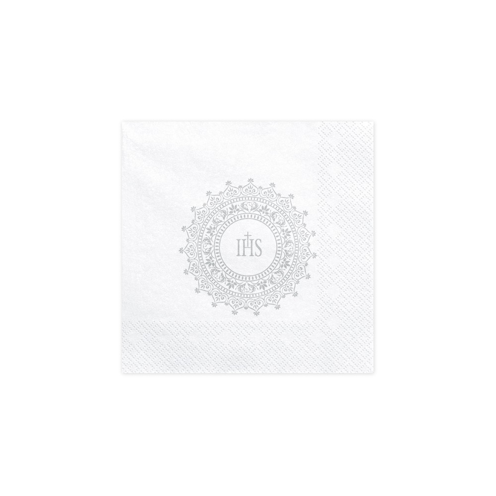 20 Serviettes de communion IHs - 33x33cm - argent