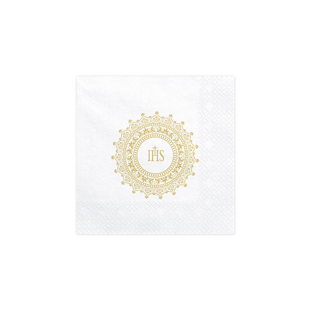 20 Serviettes de communion IHs - 33x33cm - or