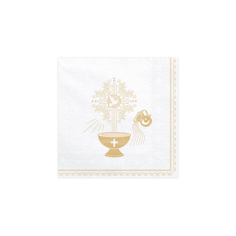 20 Serviettes de baptême - 33x33cm - or