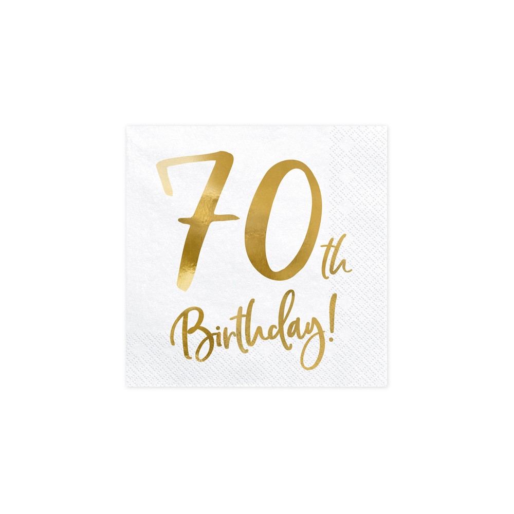 20 Serviettes de table 70e anniversaire - blanc