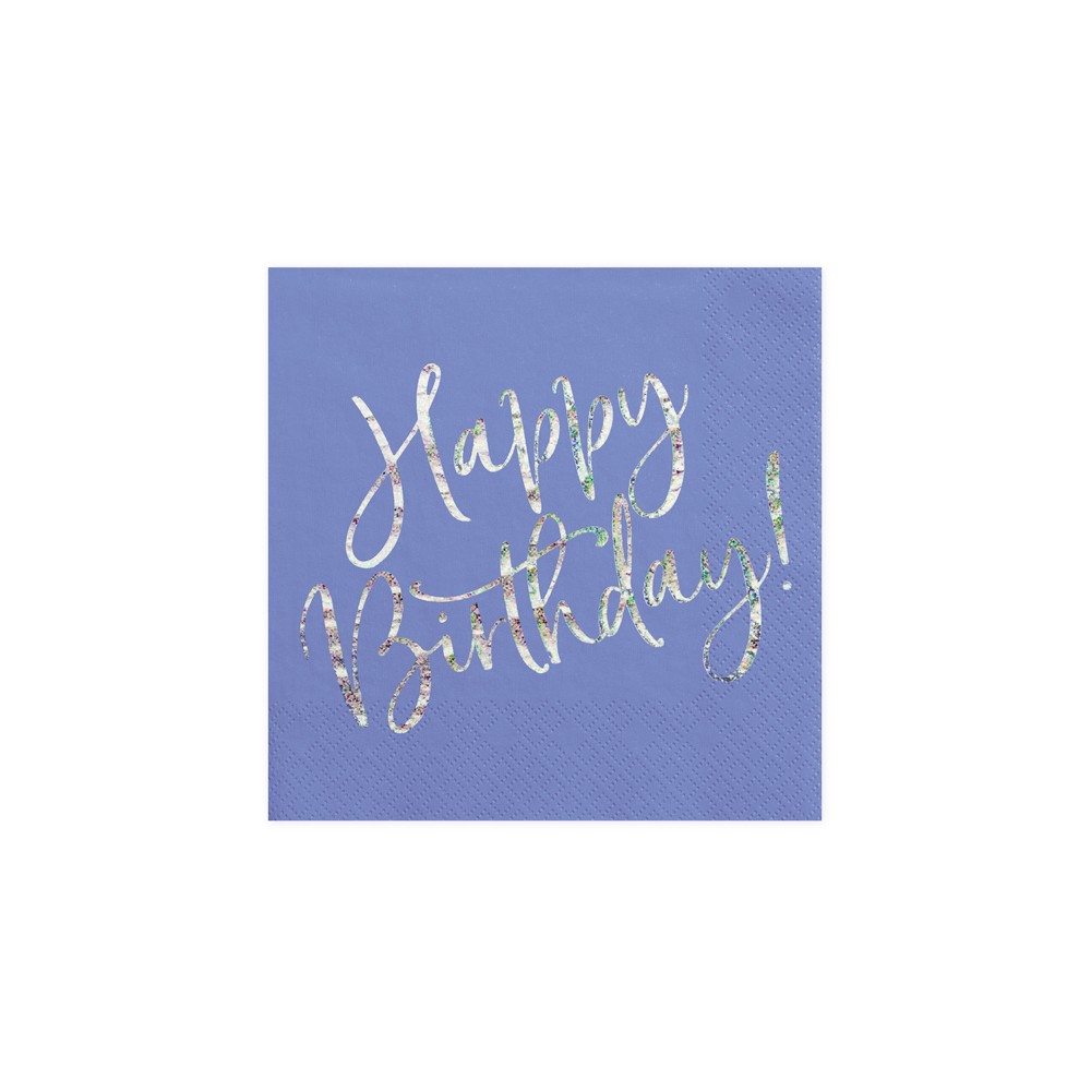 20 Serviettes de table Happy Birthday - bleu marine