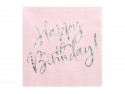 20 Serviettes de table Happy Birthday - rose poudré clair